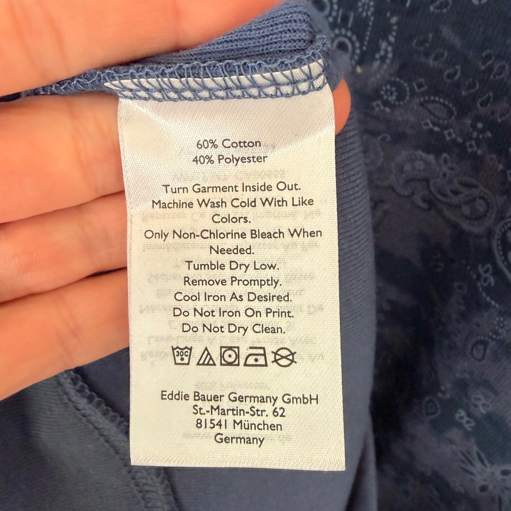 Eddie Bauer‎ Cotton Blend Paisley Ribbed Long Sleeve Tee (2XL) Stretch Comfort - Picture 5 of 14
